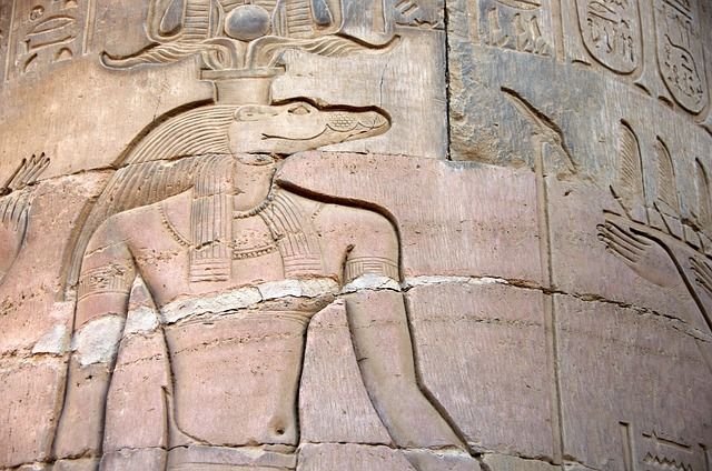 an ancient Egyptian hieroglyph of the alligator god Sobek